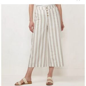 NWT LC Lauren Conrad Cream and Tan Striped Wide-Leg Pants Size 2XL